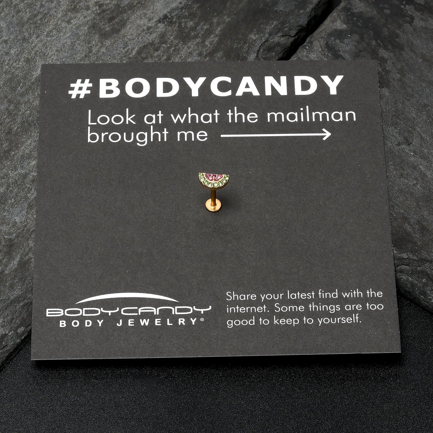 16G 5/16 Pink Green Gem Gold Tone Watermelon Labret Monroe Tragus