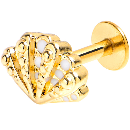 16G 1/4 Gold Tone Luxe Sea Shell Glam Labret Tragus