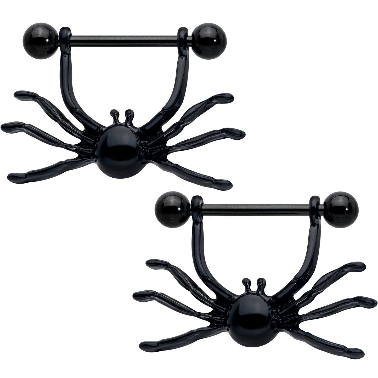 14G 9/16 Black Leggy Spiders Nipple Shield Set