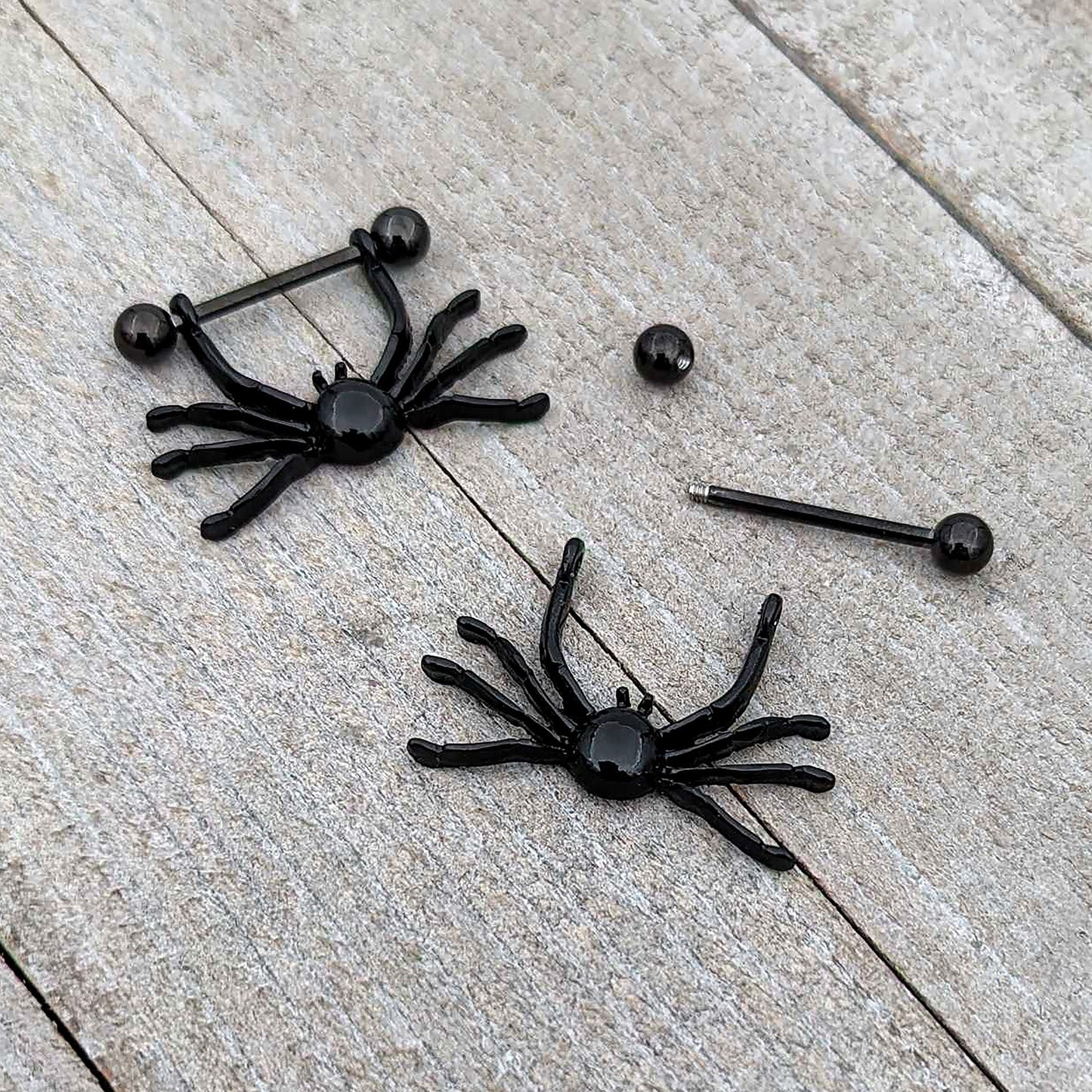 14G 9/16 Black Leggy Spiders Nipple Shield Set