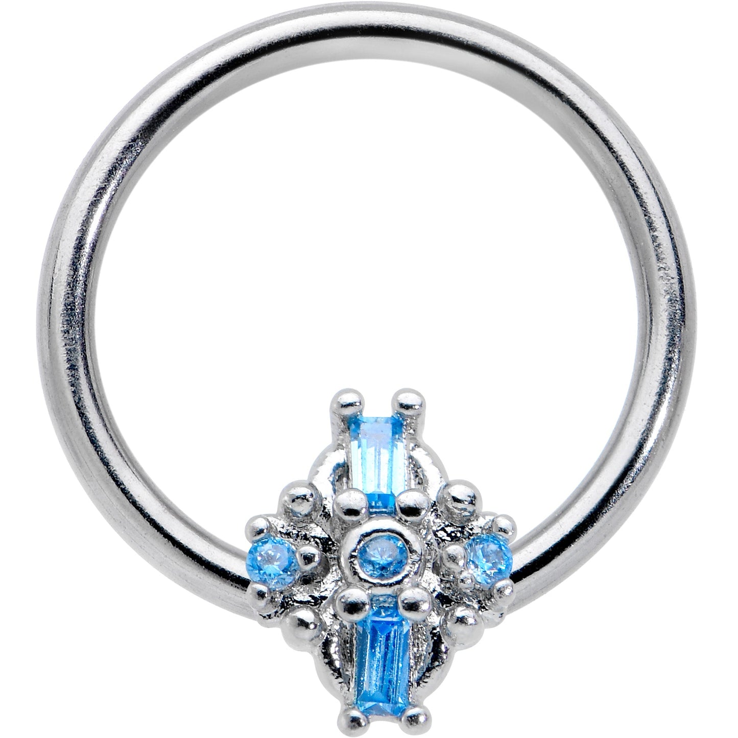 16G 3/8 Blue Gem Opulent Cross BCR Captive Ring