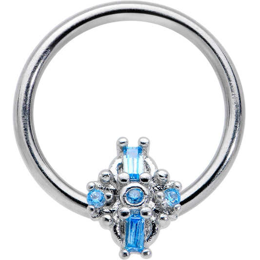 16G 3/8 Blue Gem Opulent Cross BCR Captive Ring