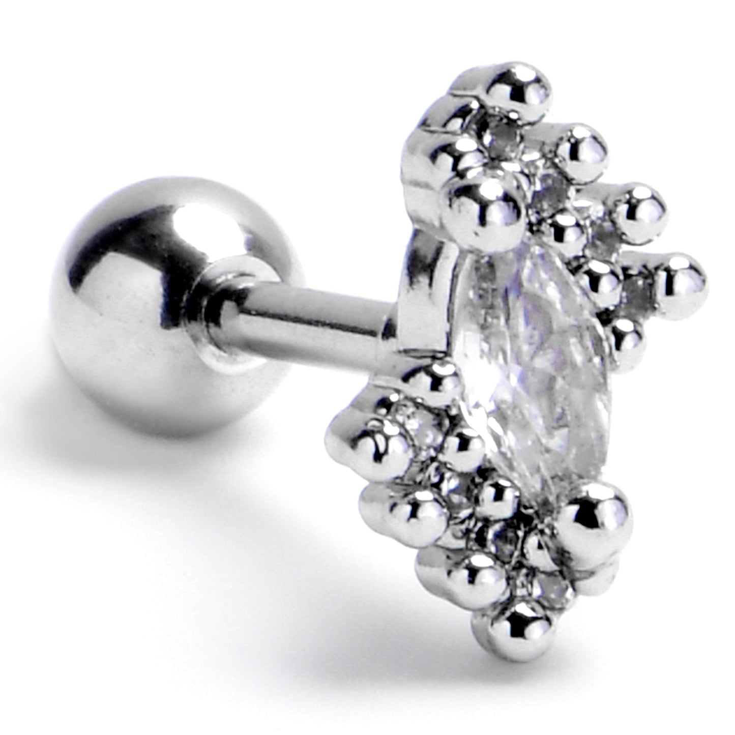 16G 1/4 Clear Gem Firey Drop Cartilage Tragus Earring