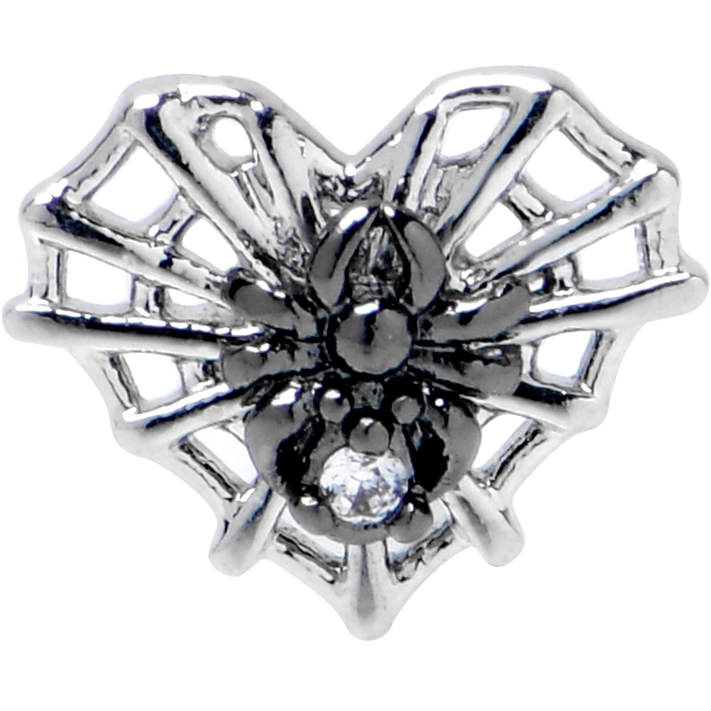 20G 5/16 Clear CZ Gem Heart of Spider Nose Hoop