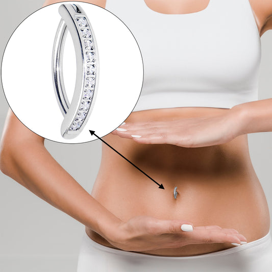 14G 1/2 Implant Grade Titanium CZ Paved Hinged Hoop Belly Ring