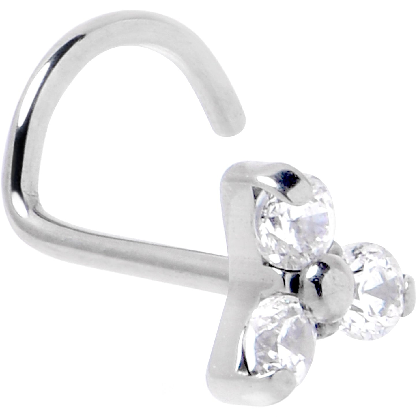 20G 1/4 ASTM Clear CZ Gem F-136 Titanium Threadless Left Nose Screw