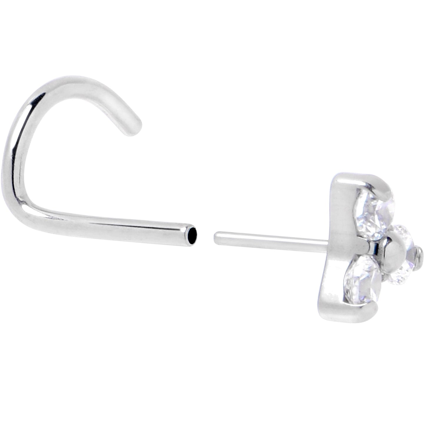 20G 1/4 ASTM Clear CZ Gem F-136 Titanium Threadless Left Nose Screw