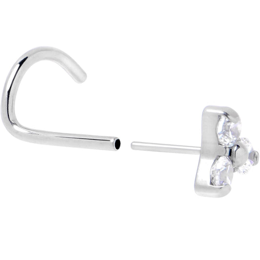 20G 1/4 ASTM Clear CZ Gem F-136 Titanium Threadless Left Nose Screw