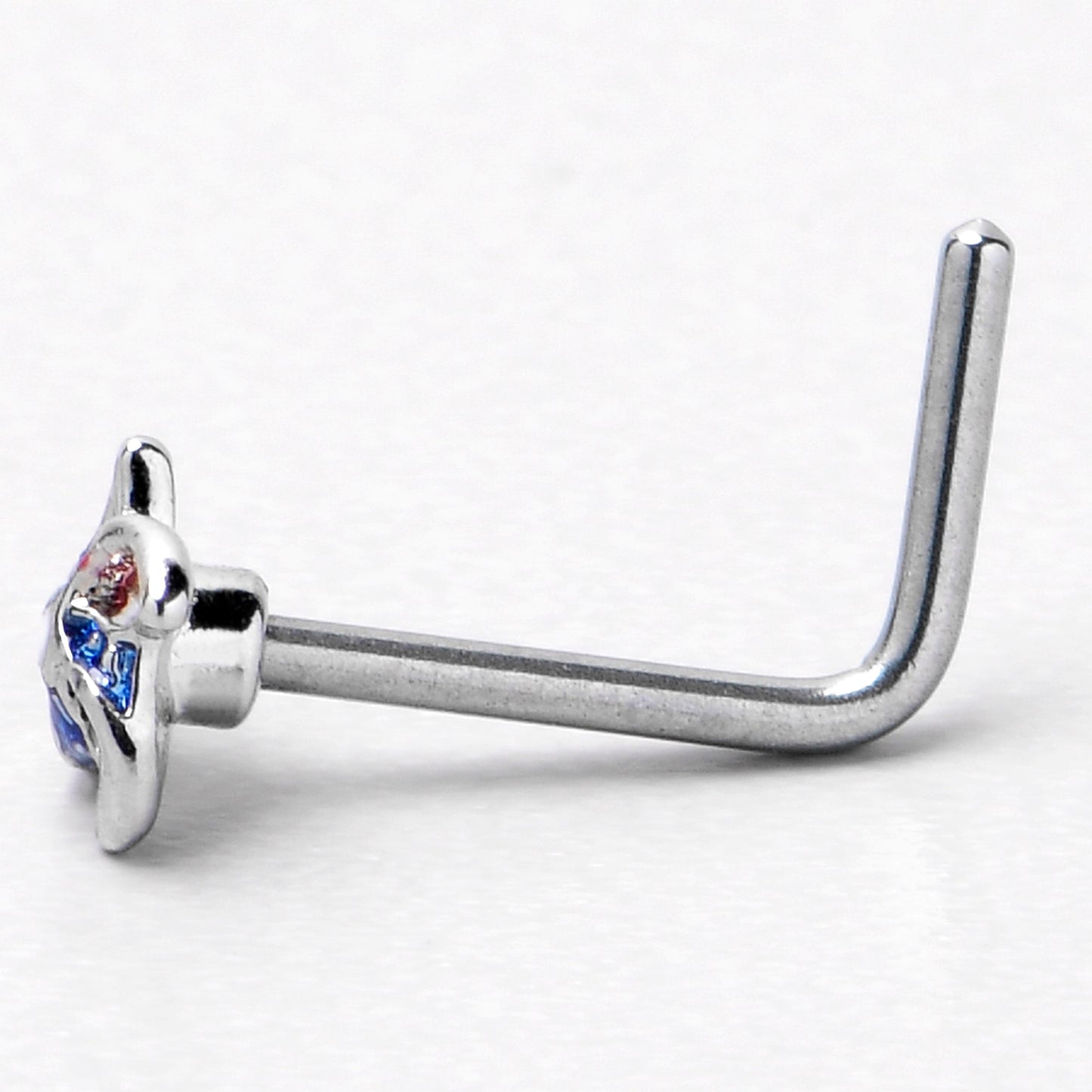 20G 7mm Patriotic Pinwheel L Shape Nose Ring