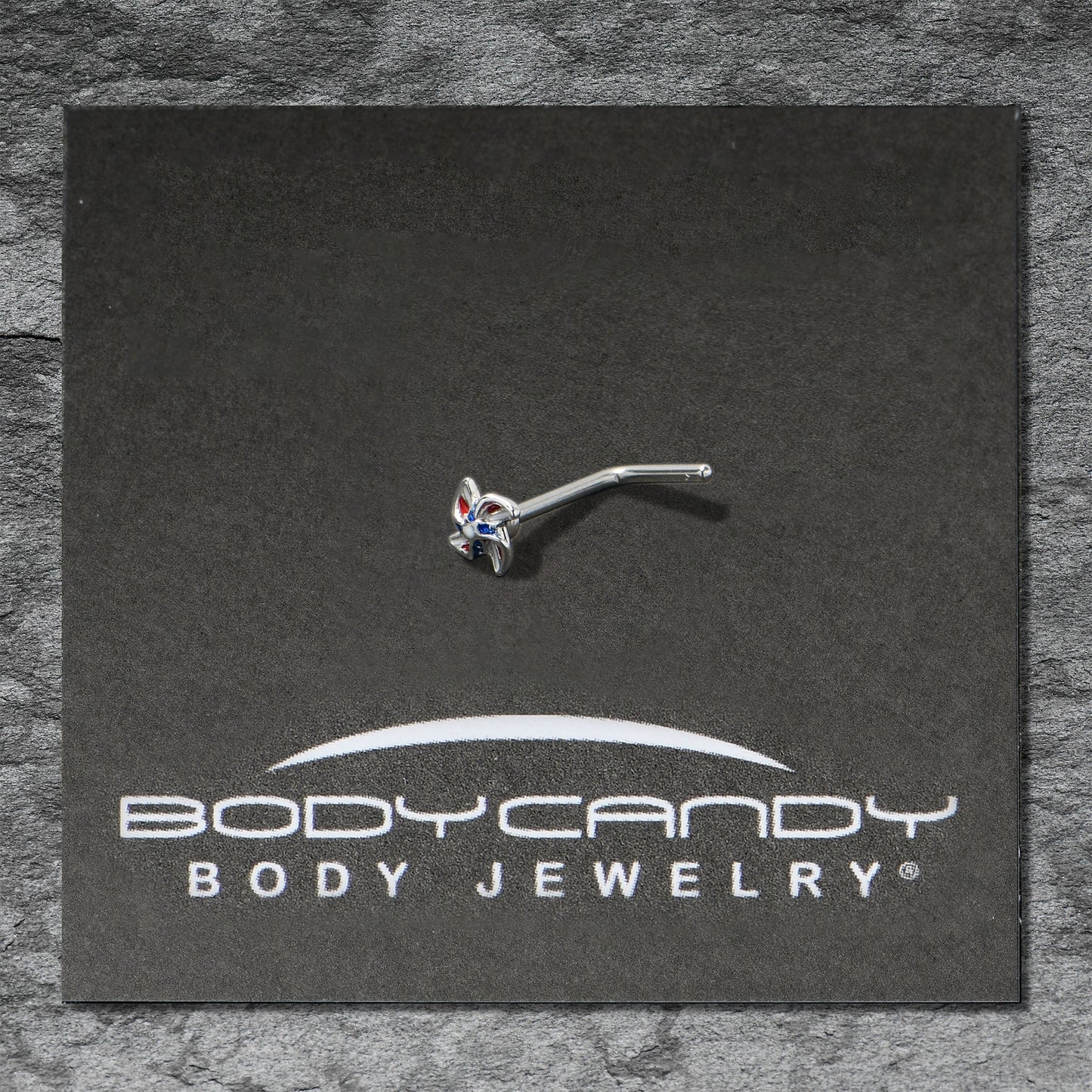 20G 7mm Patriotic Pinwheel L Shape Nose Ring