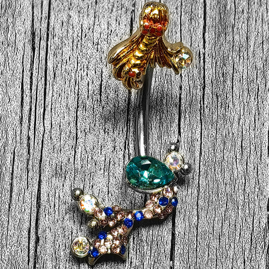 Aurora Gem Abstract Mermaid Double Mount Belly Ring