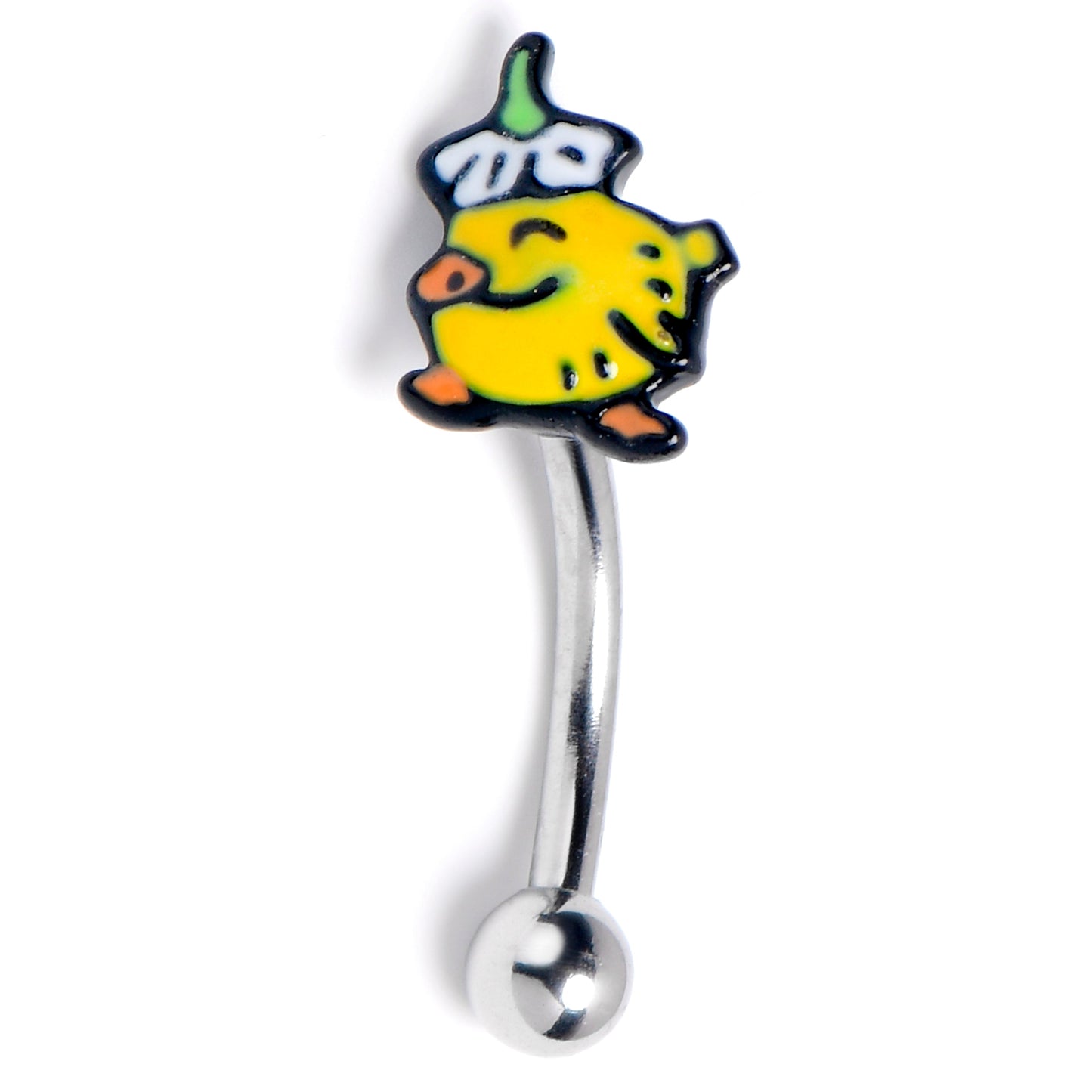 16G 5/16 Duck Flower Hat Curved Eyebrow Ring