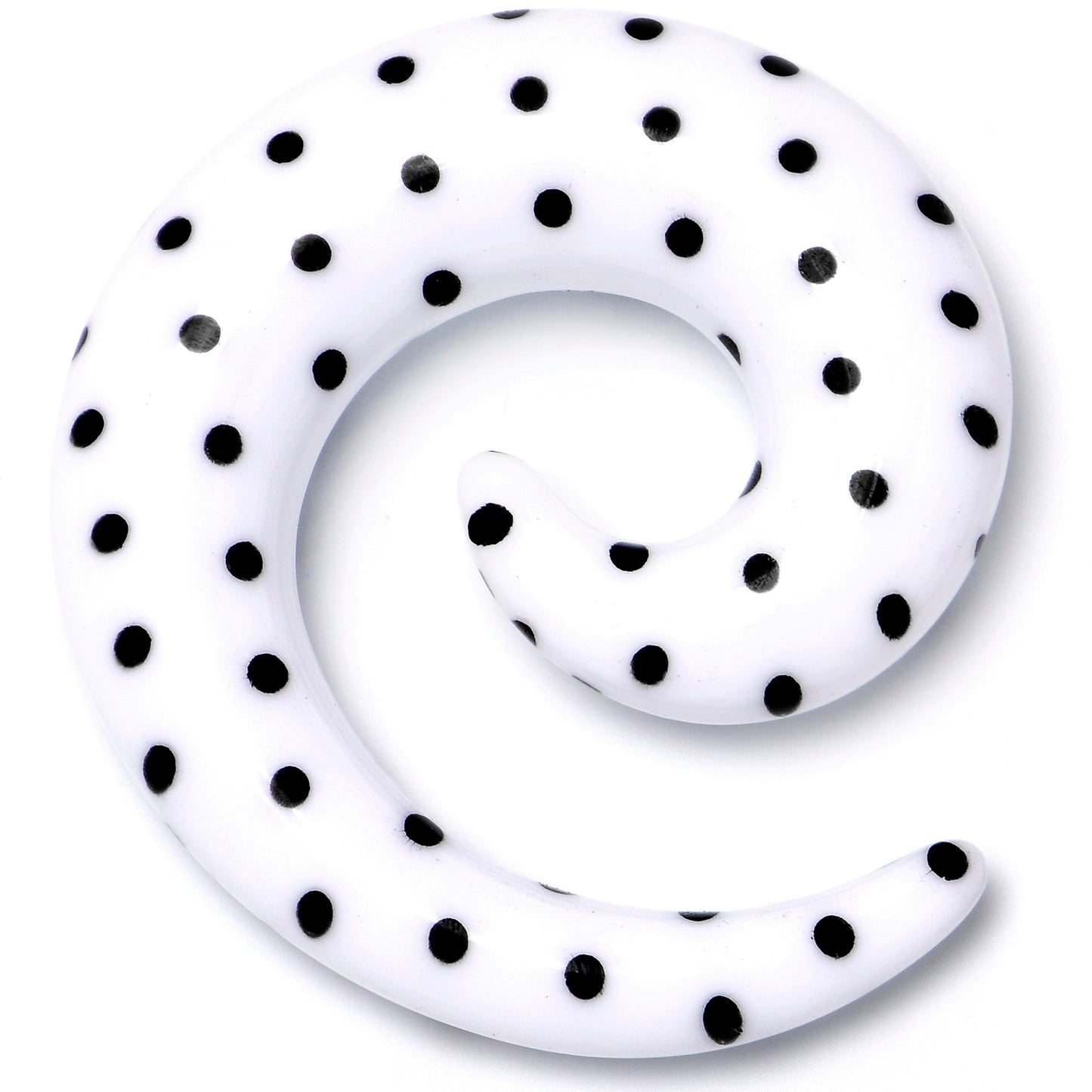 0G White Acrylic Polka Dots Black Spiral Taper Set