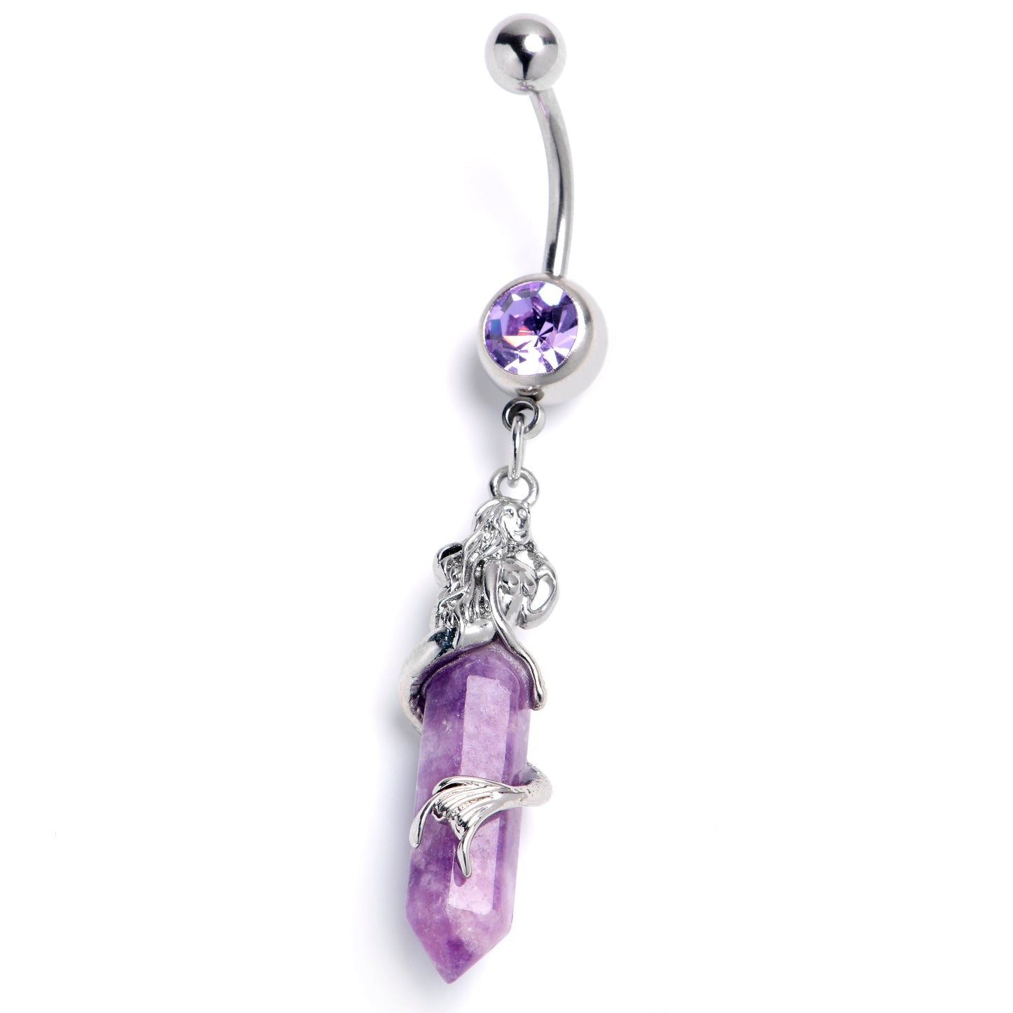 Purple Gem Mermaid Rider Dangle Belly Ring
