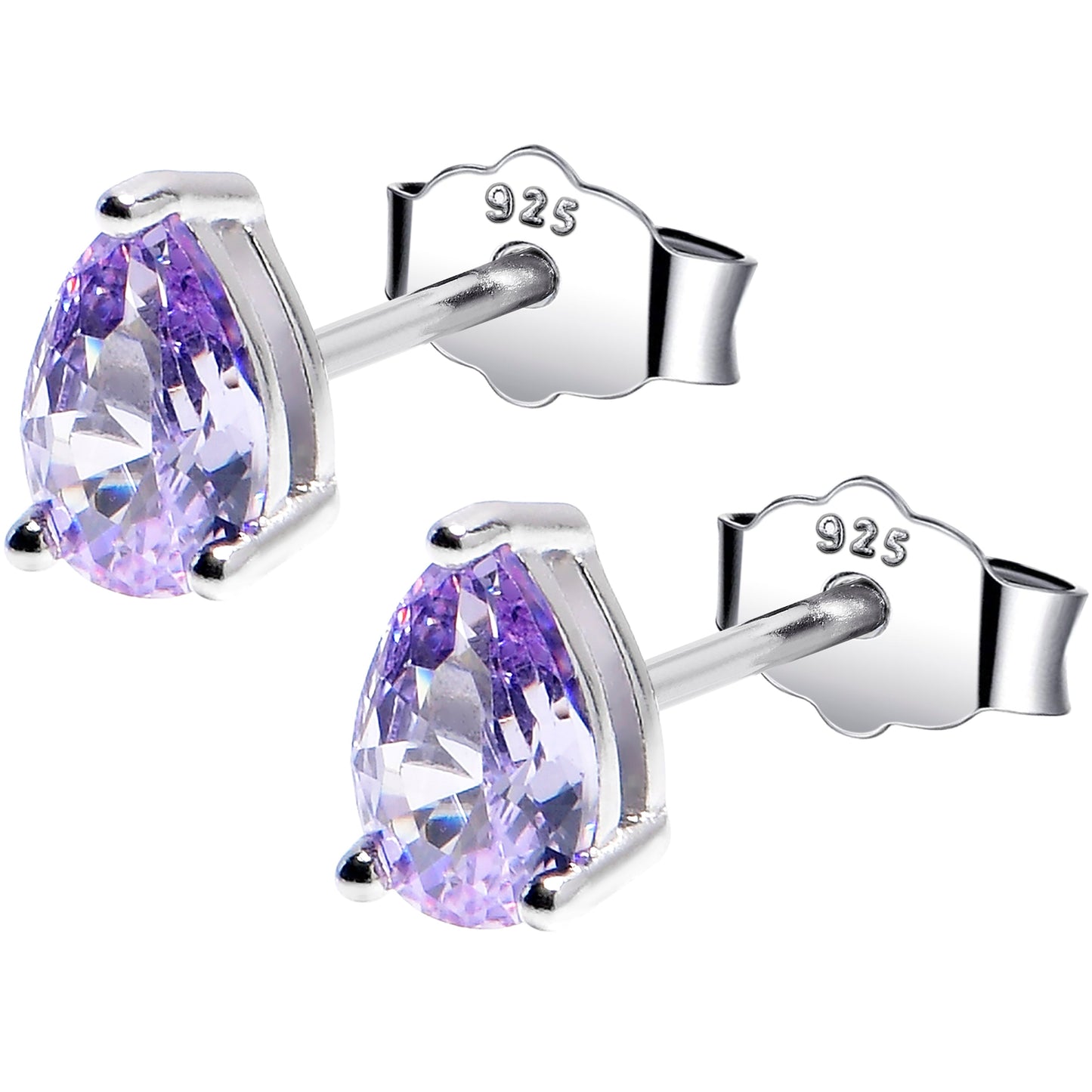 4mm CZ Pear 925 Sterling Silver June Birthstone Stud Earrings