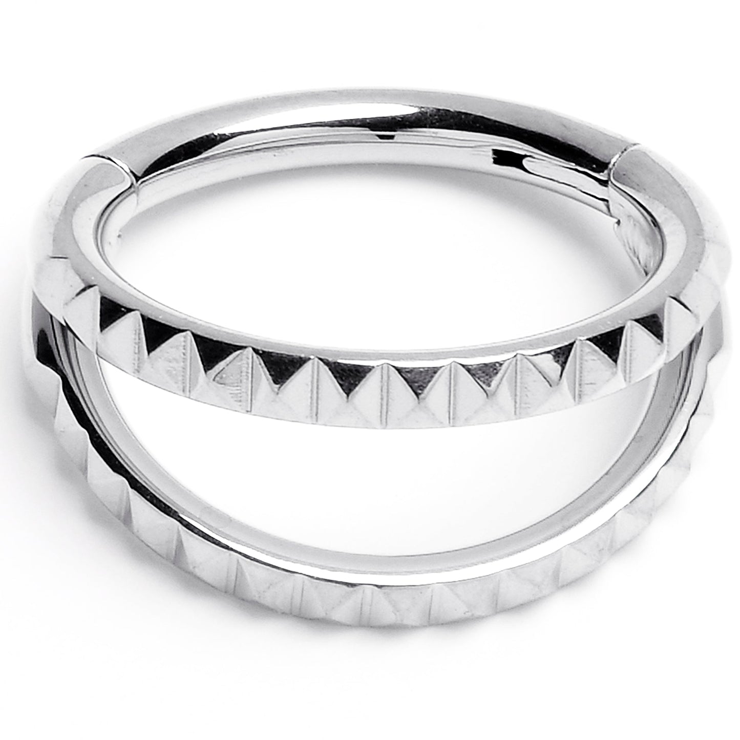 16G 5/16" 316L Steel Double Spike Precision Hinged Segment Ring