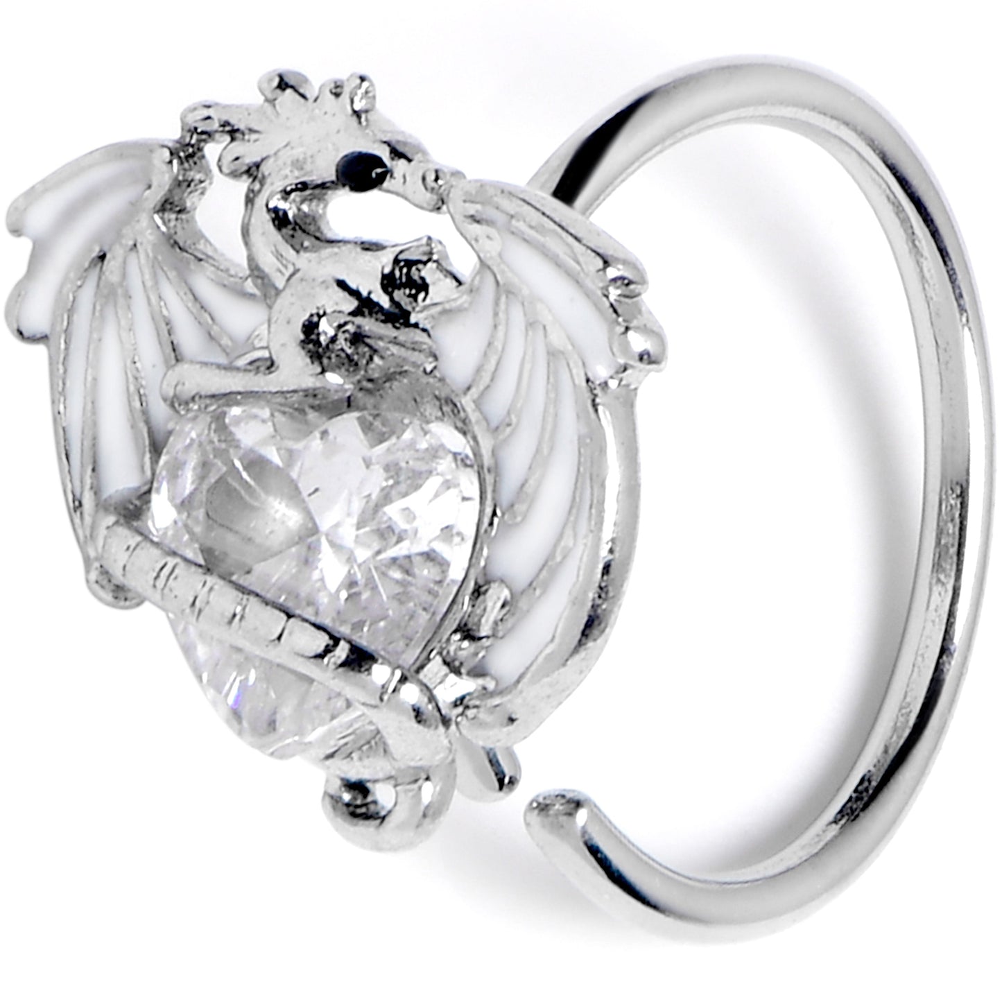 20G 5/16 Clear Gem Heart of Dragon Nose Hoop