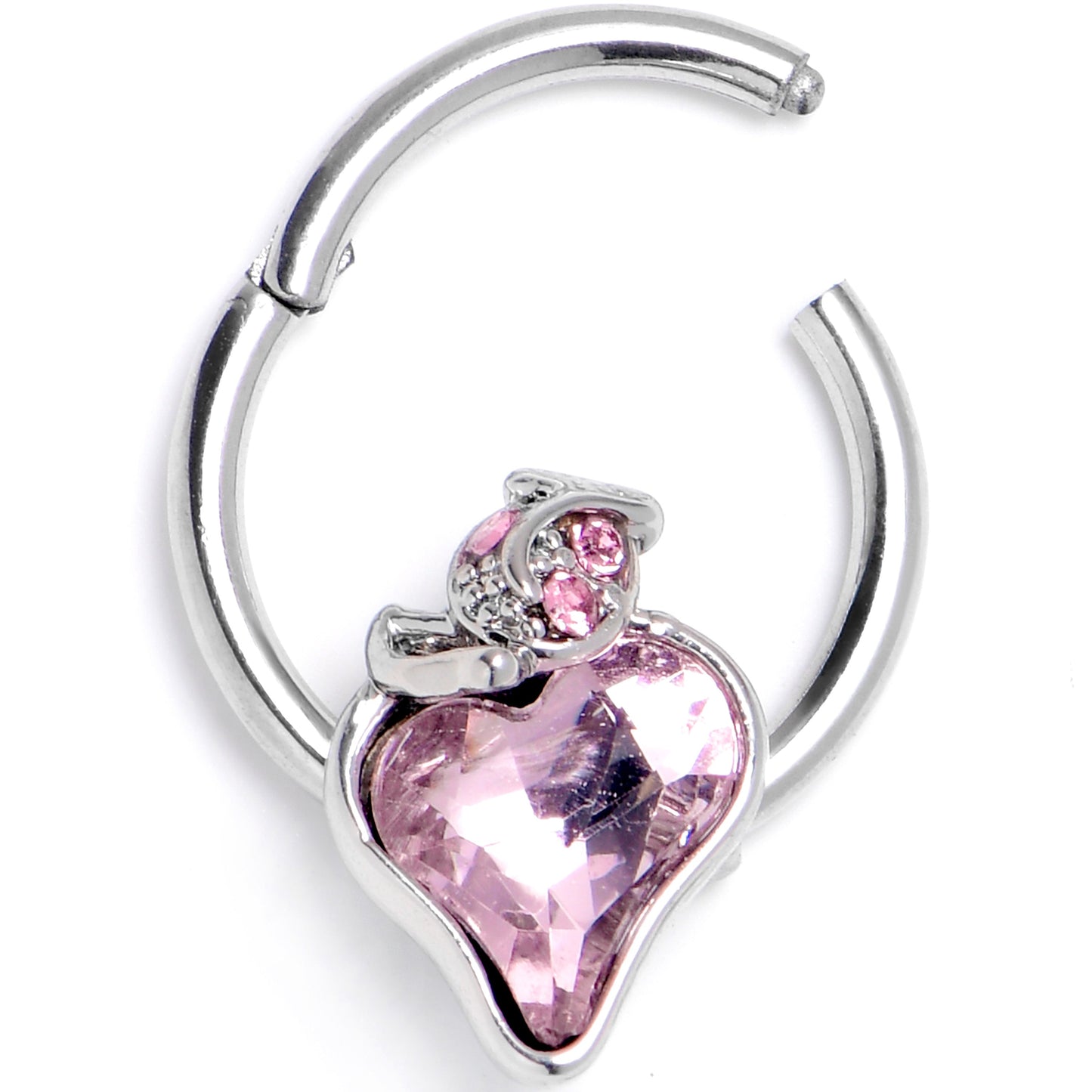 16G 3/8 Pink Gem Strawberry Love Hinged Segment Ring