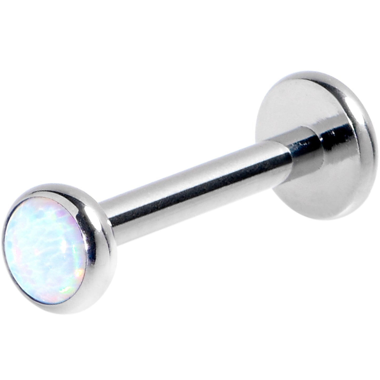 16G 5/16 White Synthetic Opal G23 Titanium Threadless Labret Tragus