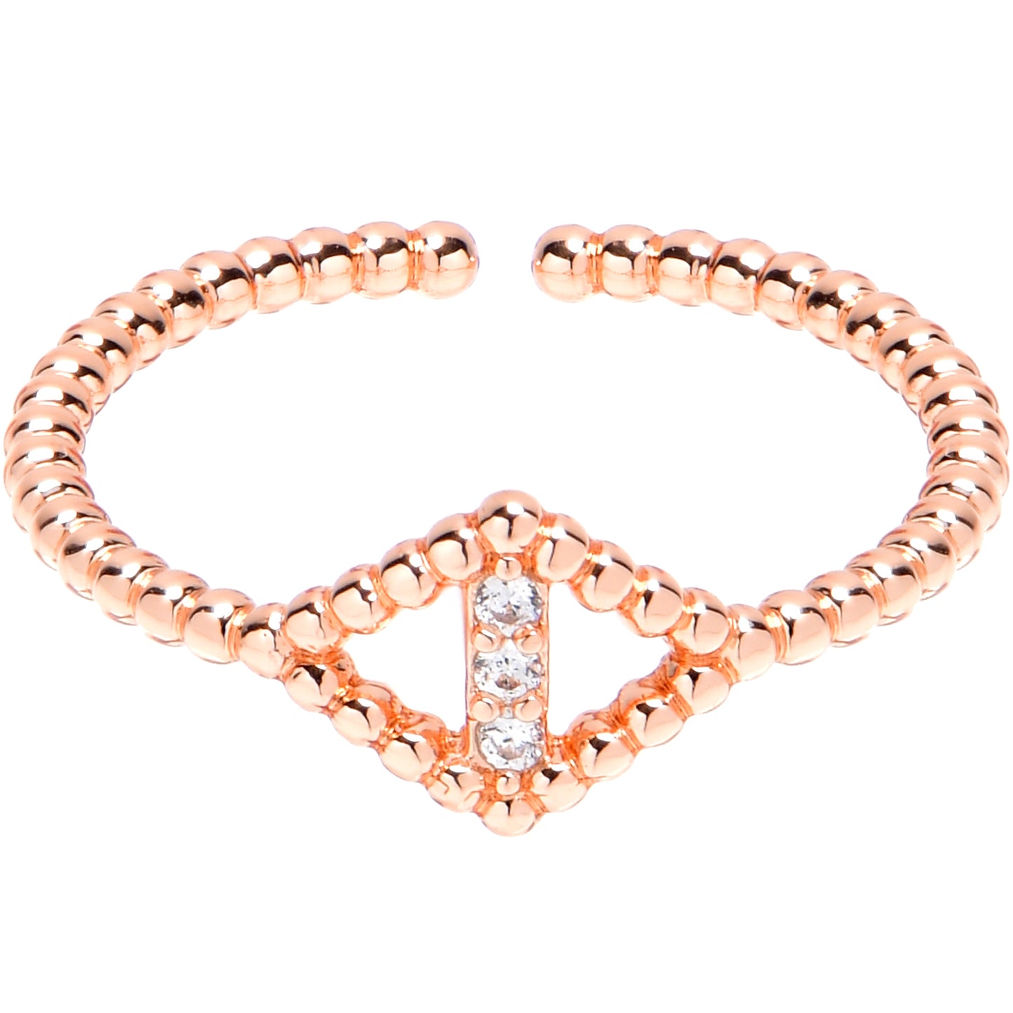 Clear Gem Textured Rhombus Rosy Adjustable Toe Ring