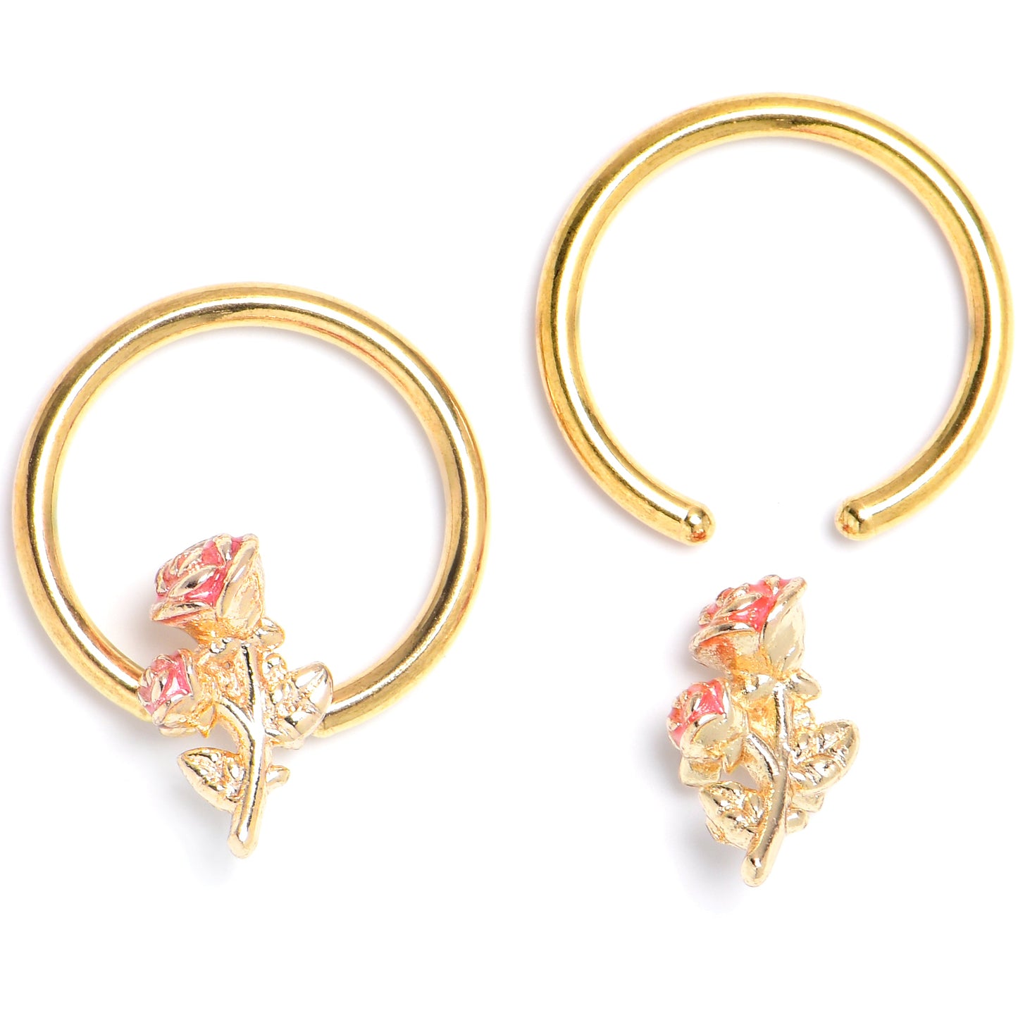 16G 3/8 Gold Tone Regal Rose BCR Captive Ring Set of 4