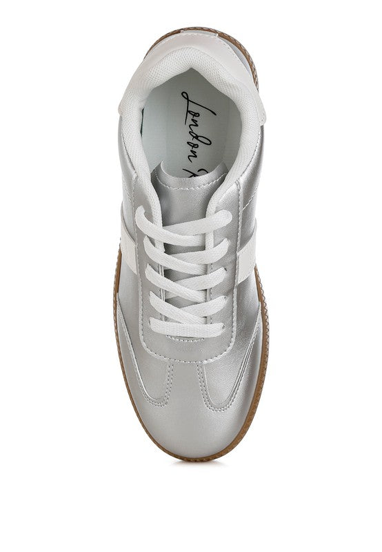 Crossover Lace-Up Metallic Sneaker