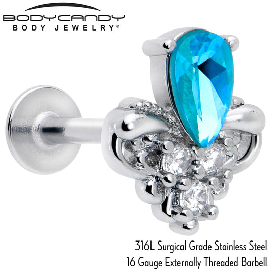 16G 5/16 Blue Gem Style Simplicity Labret Monroe Tragus