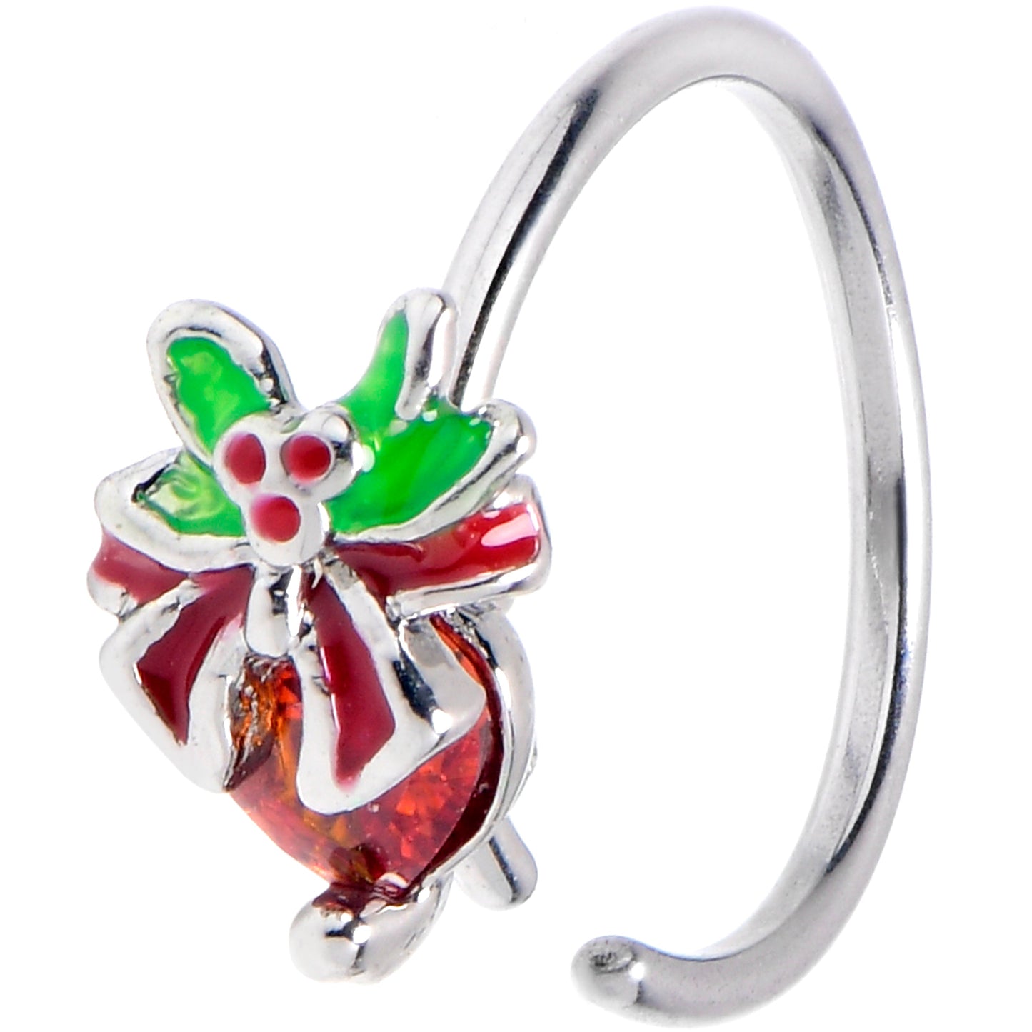 20G 5/16 Red Gem Festive Holiday Ornament Nose Hoop