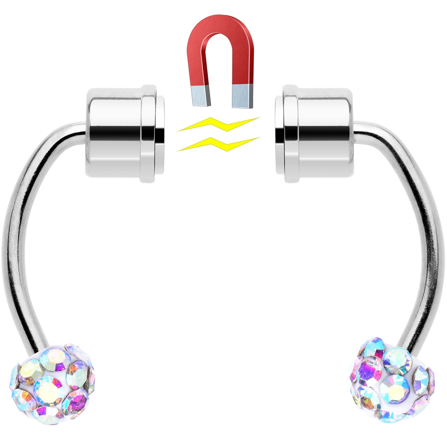 Aurora Gem Magnetic Septum Ring Horseshoe Non-Pierced Fake Nose Ring Set