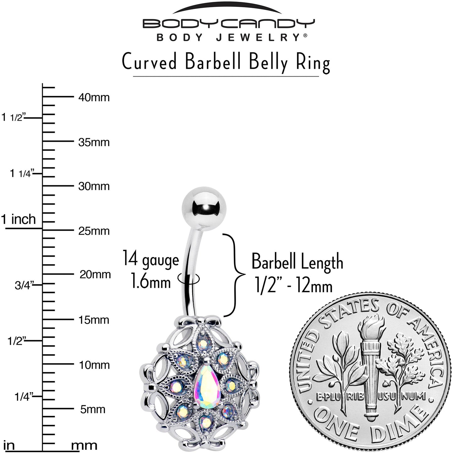 Aurora Gem Retro Sunburst Belly Ring