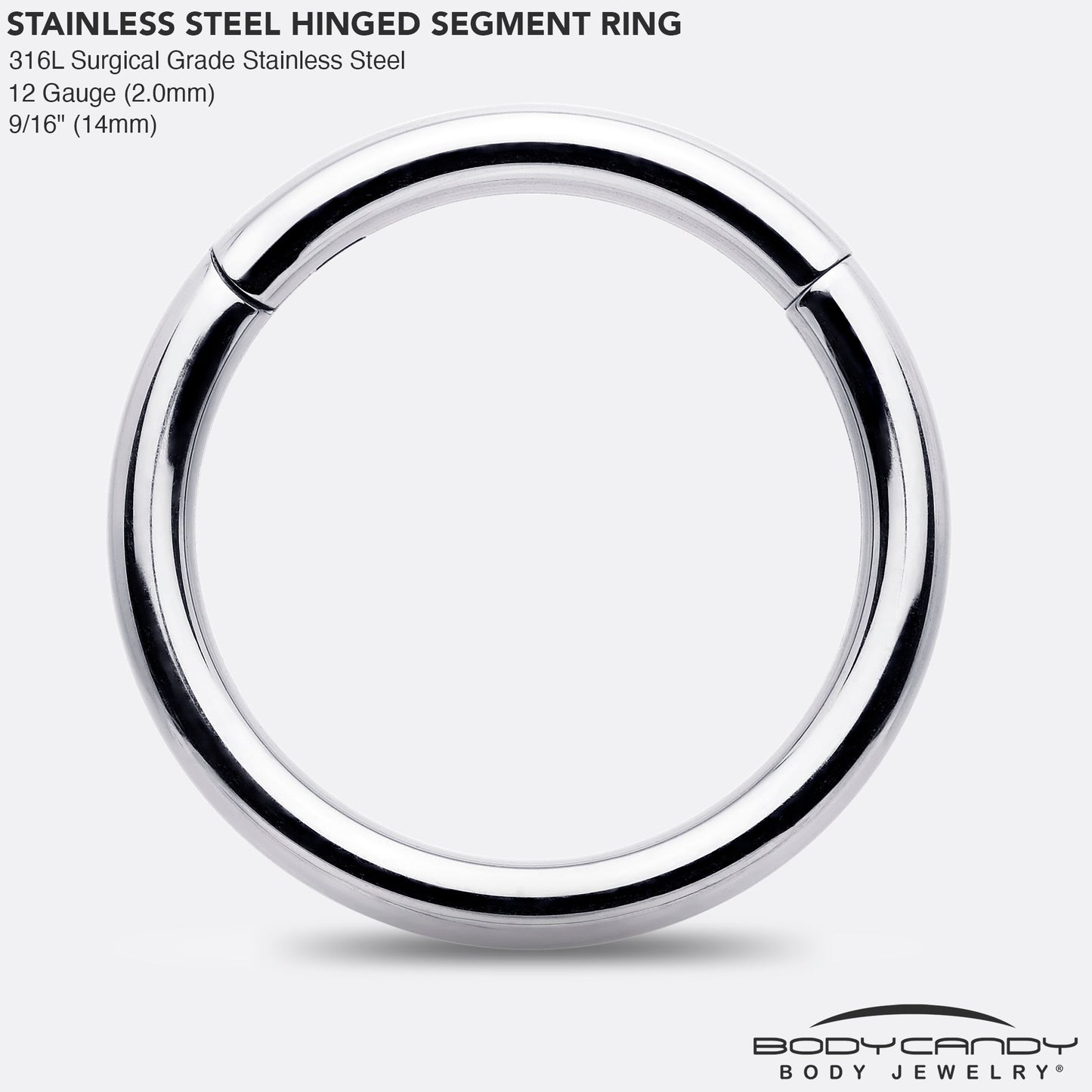 12G 9/16 316L Surgical Steel Precision Hinged Segment Hoop