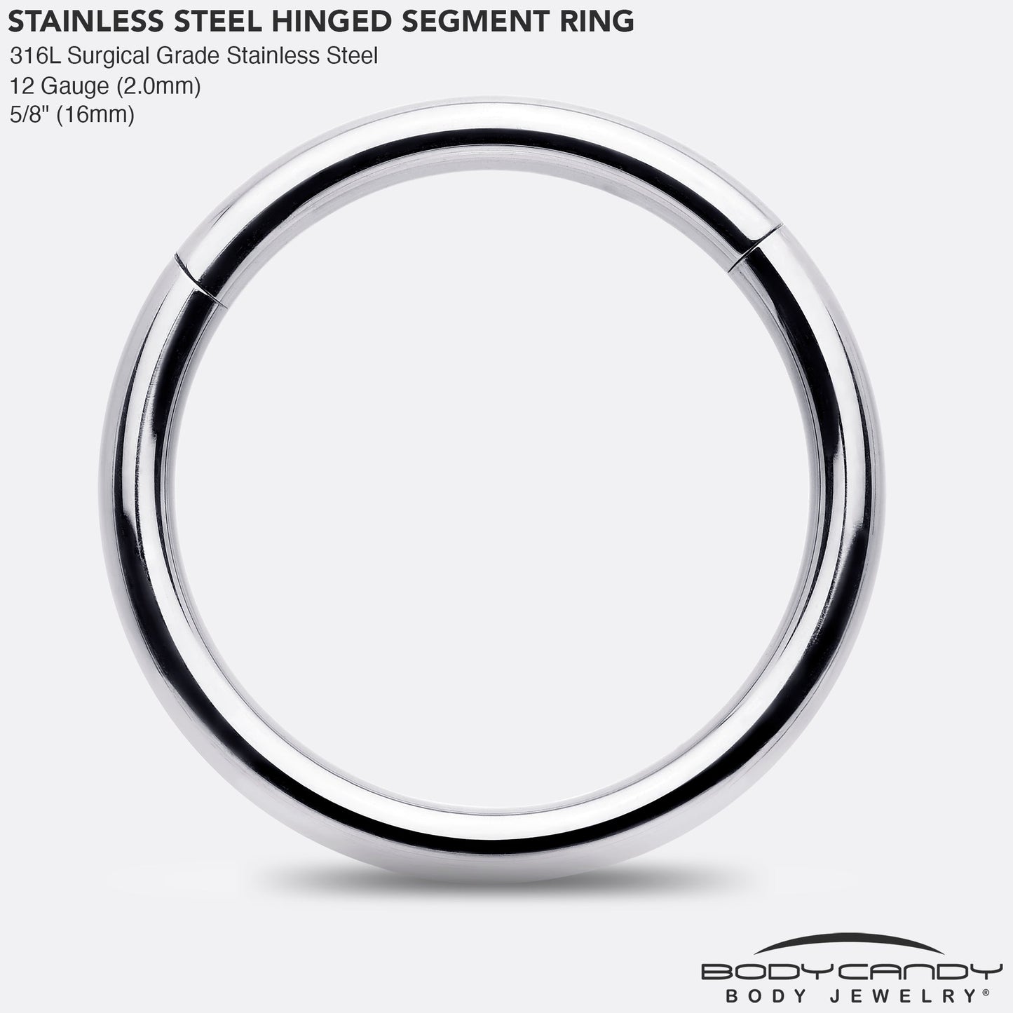 12G 5/8 316L Surgical Steel Precision Hinged Segment Hoop