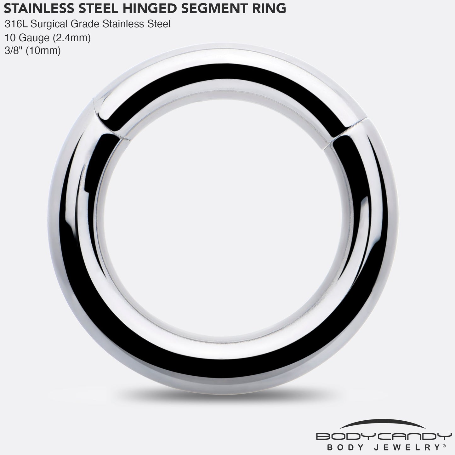 10G 3/8 316L Surgical Steel Precision Hinged Segment Hoop