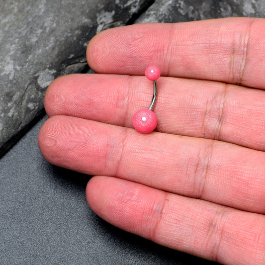 Pastel Shimmer Pink Ends Belly Ring