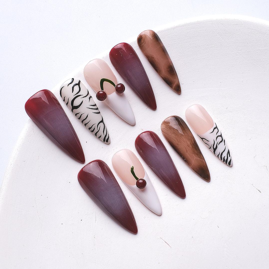 1076 Handmade Nail Wear Nail Art Reusable Press on Nails False Nails