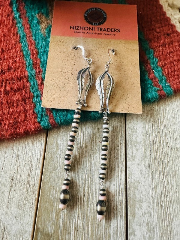 Navajo Queen Pink Conch & Sterling Silver Pearl Be