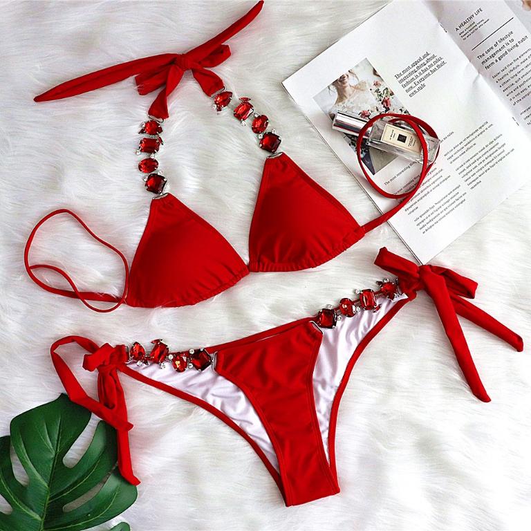 Sexy push up swimsuit Women Tie side swimwear women bikini Bathing suit