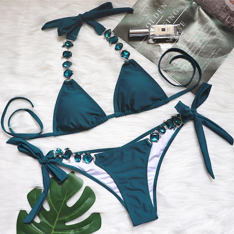 Sexy push up swimsuit Women Tie side swimwear women bikini Bathing suit