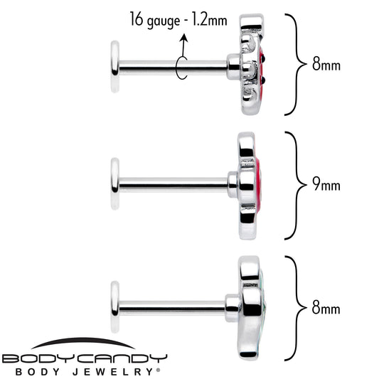 16G 5/16 Ladybug Hippie Flower Labret Monroe Tragus Set of 3