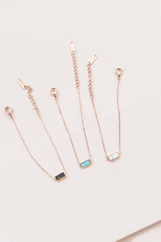 Beaming Bar Stone Bracelet | Rose Gold (14K)