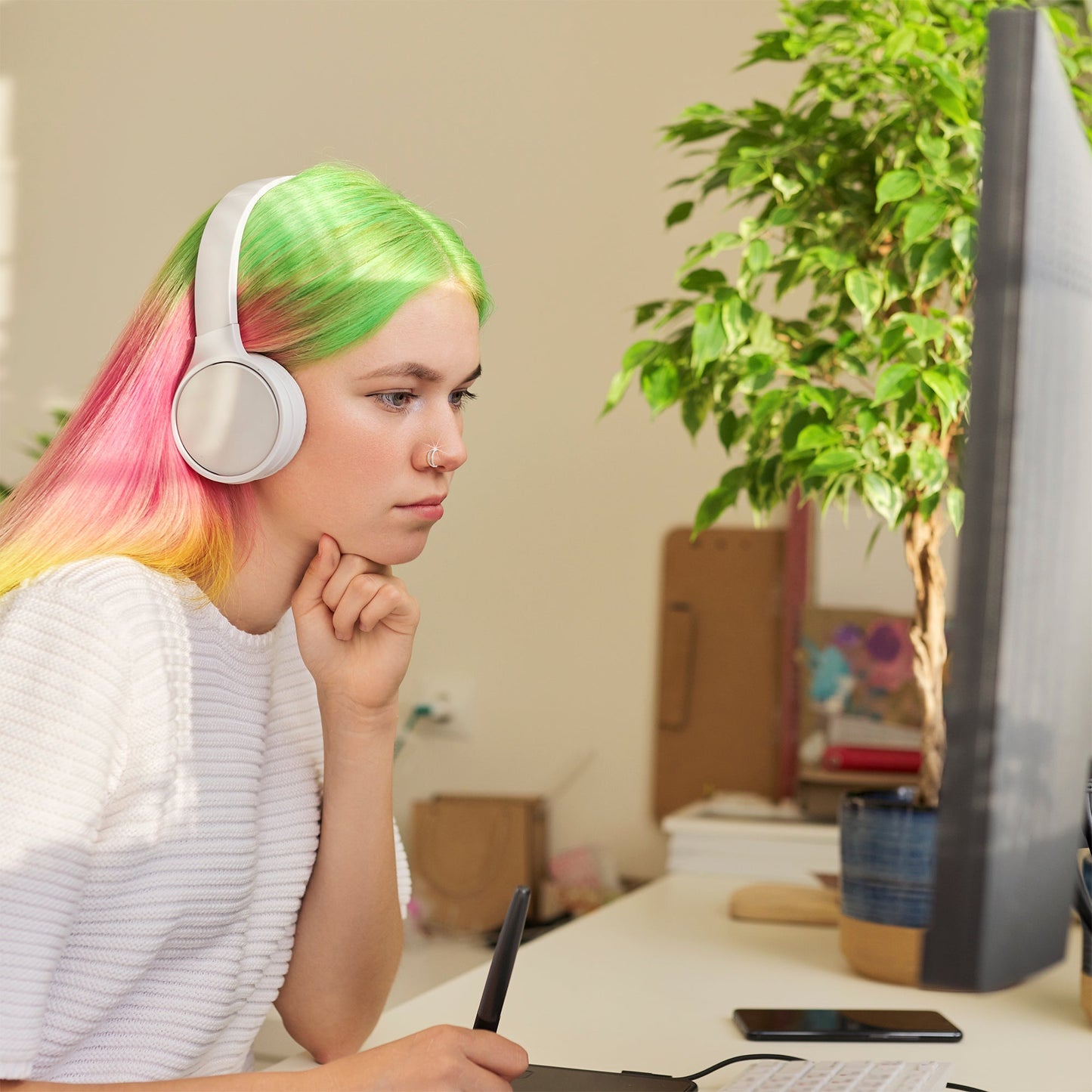 Micro Gem Titanium Hinged Double Nose Hoop