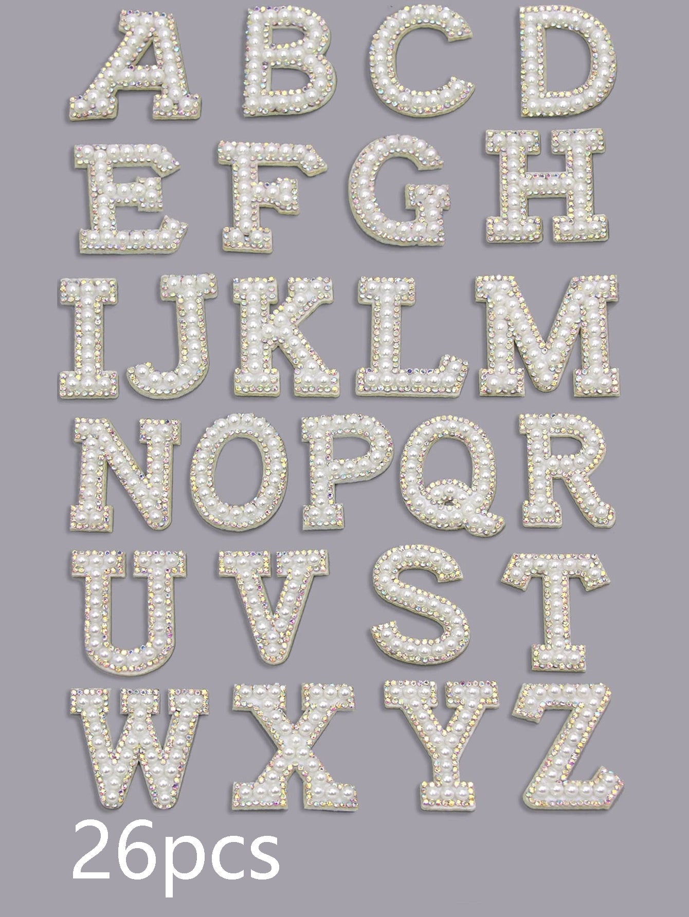 Pearl Rhinestone Cloth Sticker-Letter A-White-2 Pack