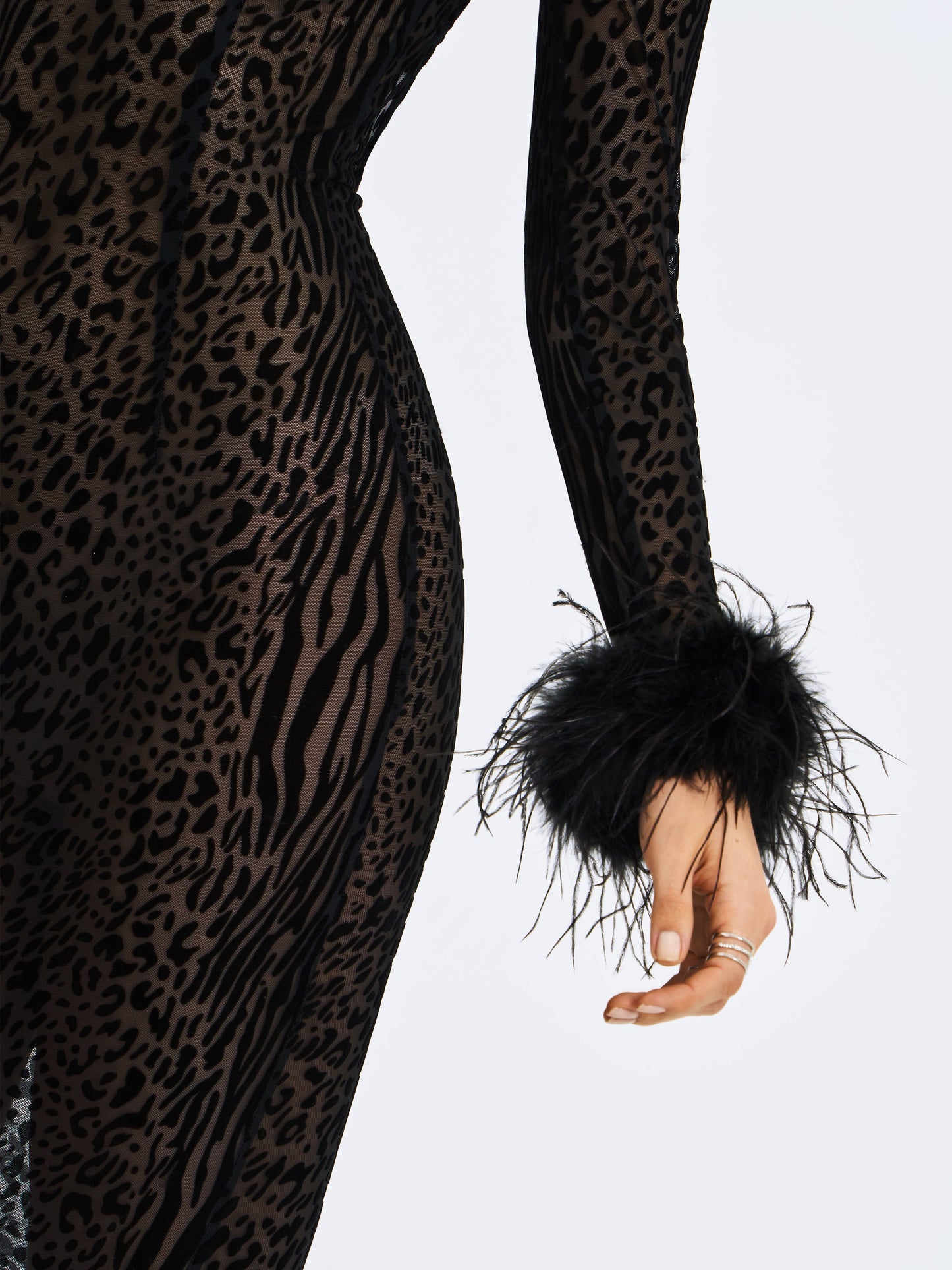 Patricia Black Leopard Burnout Velvet Mesh Backless Maxi Dress