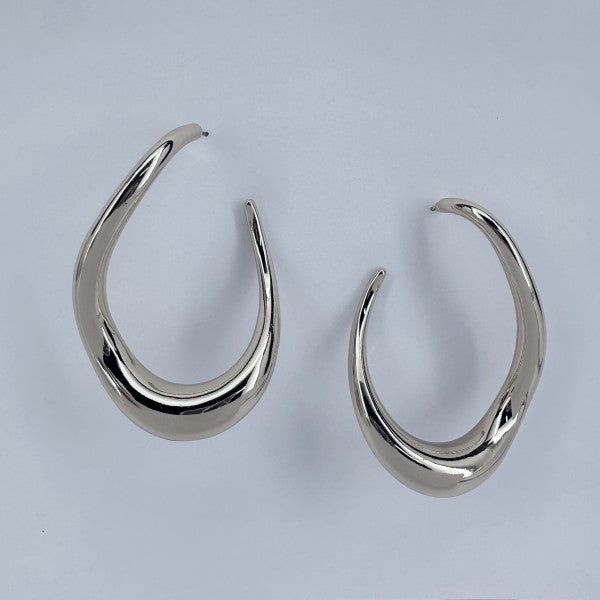 Twisted Oval Hollow Hoop Earrings