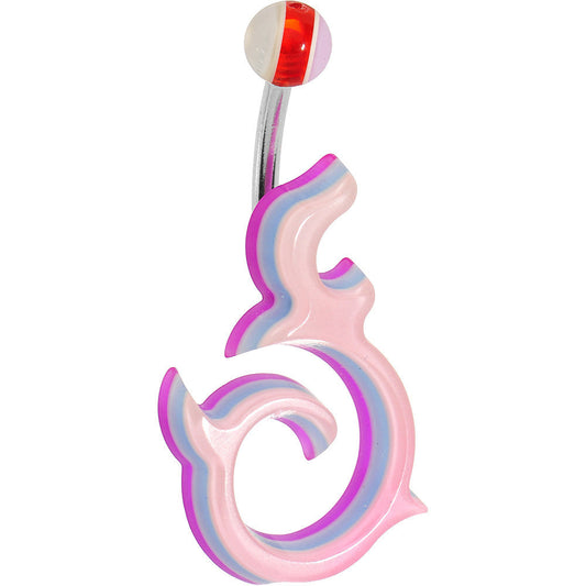 Pale Pink Acrylic Multi Layered Left Tribal Dragon Belly Ring