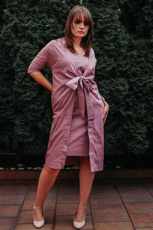 Gray Dress jacket 3/4 sleeve ties in front with po