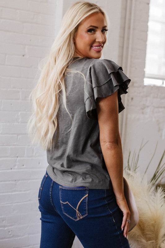 Yasmin Layered Ruffle Short Sleeve Top