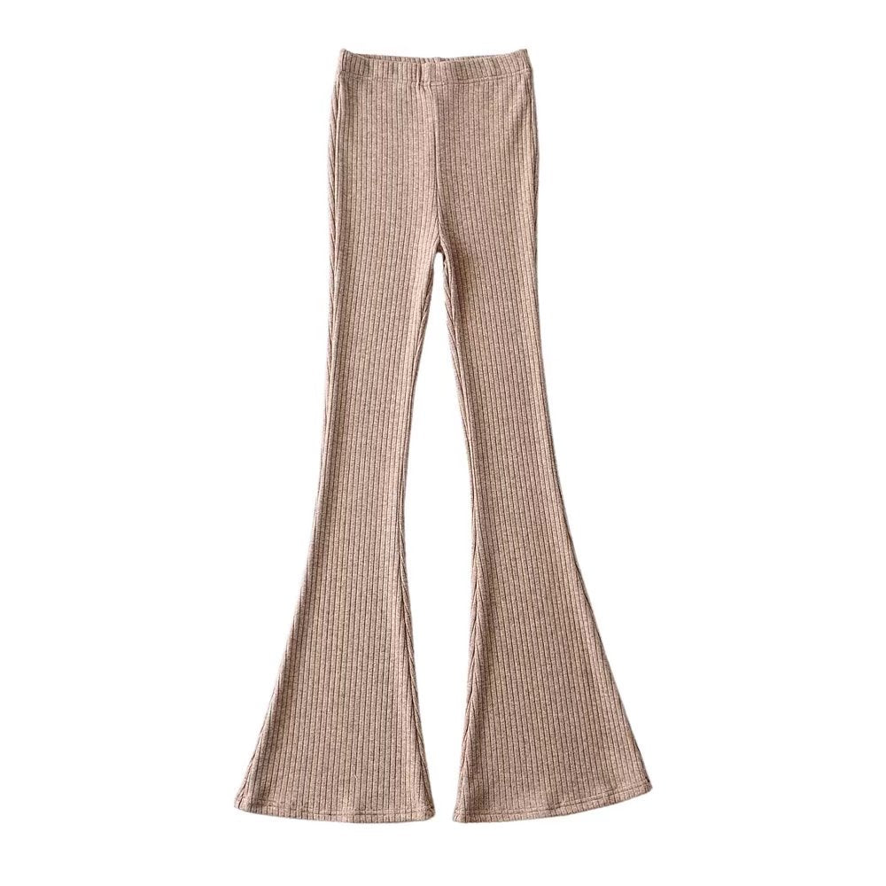 High Waist Bottom Slit Bell-Bottom Pants Internet Celebrity Elastic Waist Mop Trousers Slimming Casual Pants