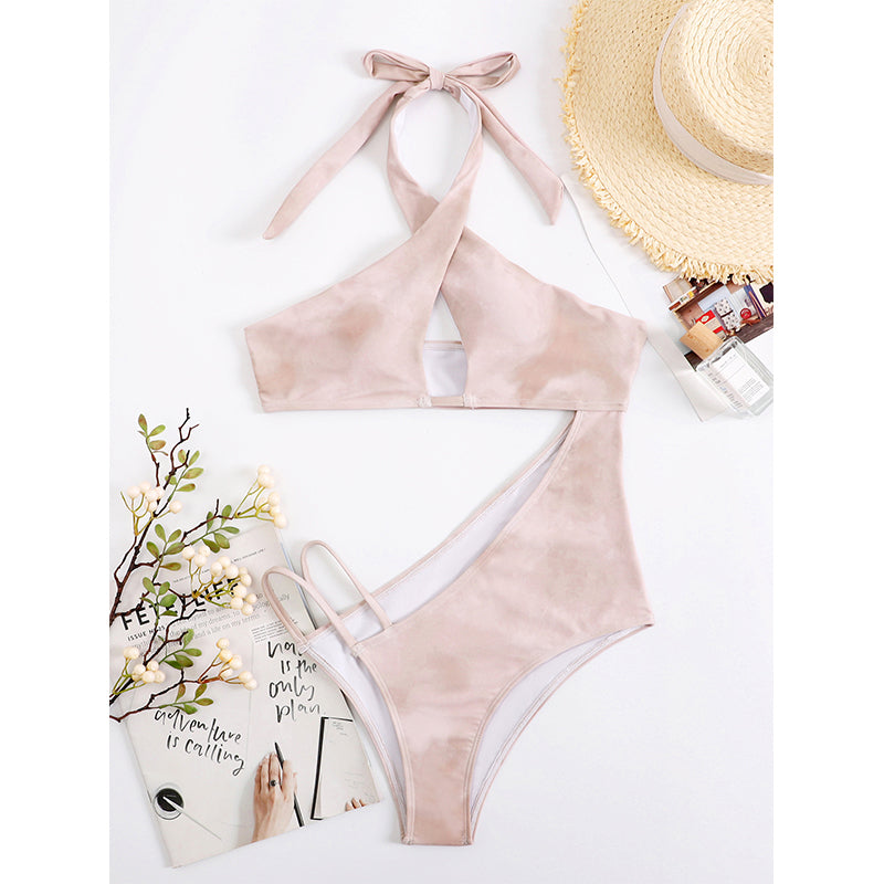 Halter Push Up One Piece Swimsuit Women Hollow Out Cutout Out Bathing Suits Swimwear