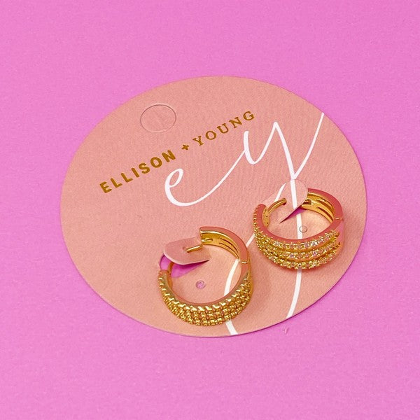 Triple Shine Huggie Earrings